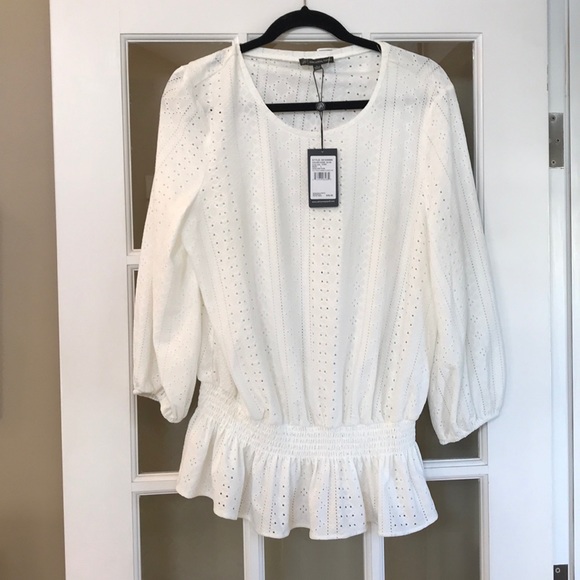 Adrianna Papell Tops - NWT Knit eyelet bubble sleeve top